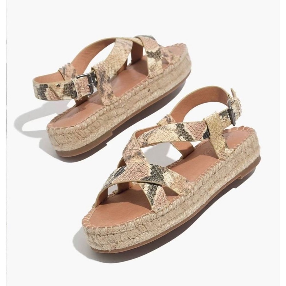 Madewell Malia espadrille sandals snake print size 9